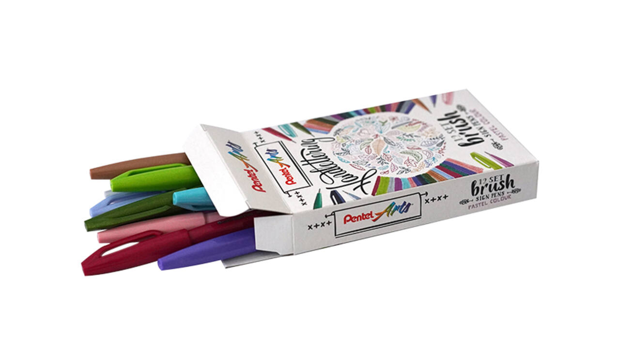 Brushpen Pentel Sign SES15C pastel assorti 12 stuks