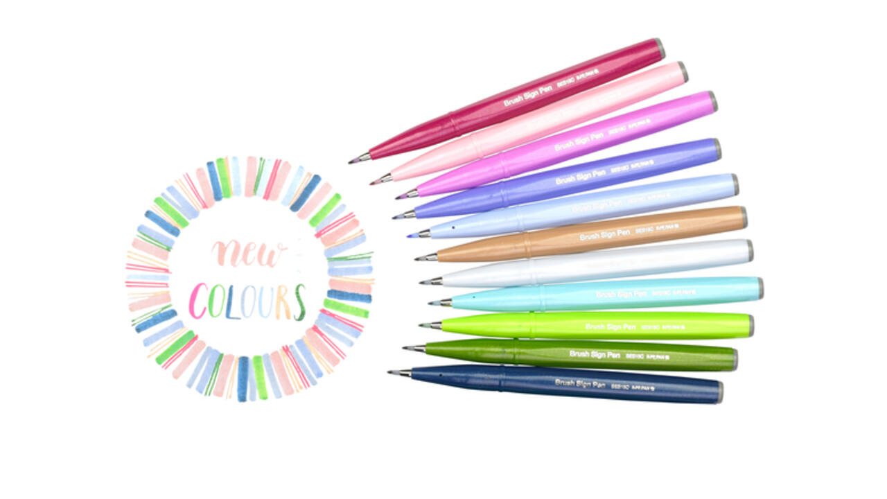 Brushpen Pentel Sign SES15C pastel assorti 12 stuks