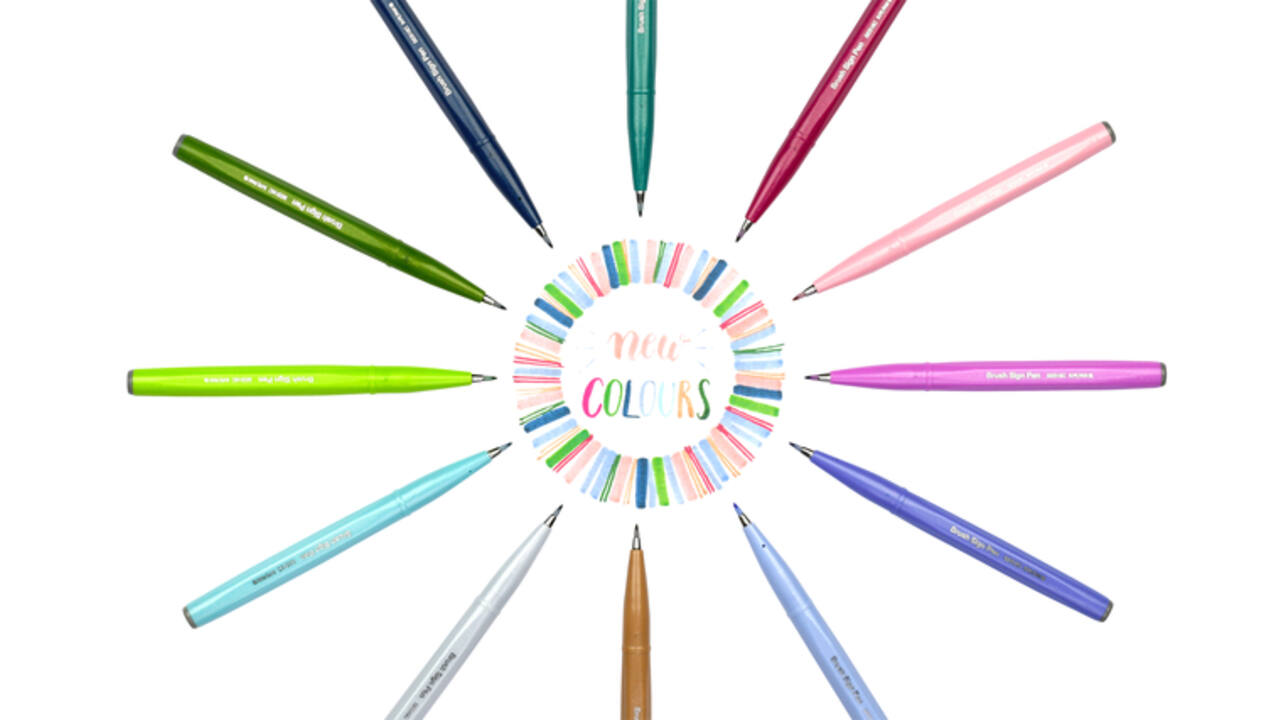 Brushpen Pentel Sign SES15C pastel assorti 12 stuks