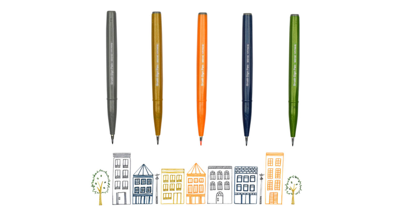 Brushpen Pentel Sign SES15C pastel assorti 12 stuks