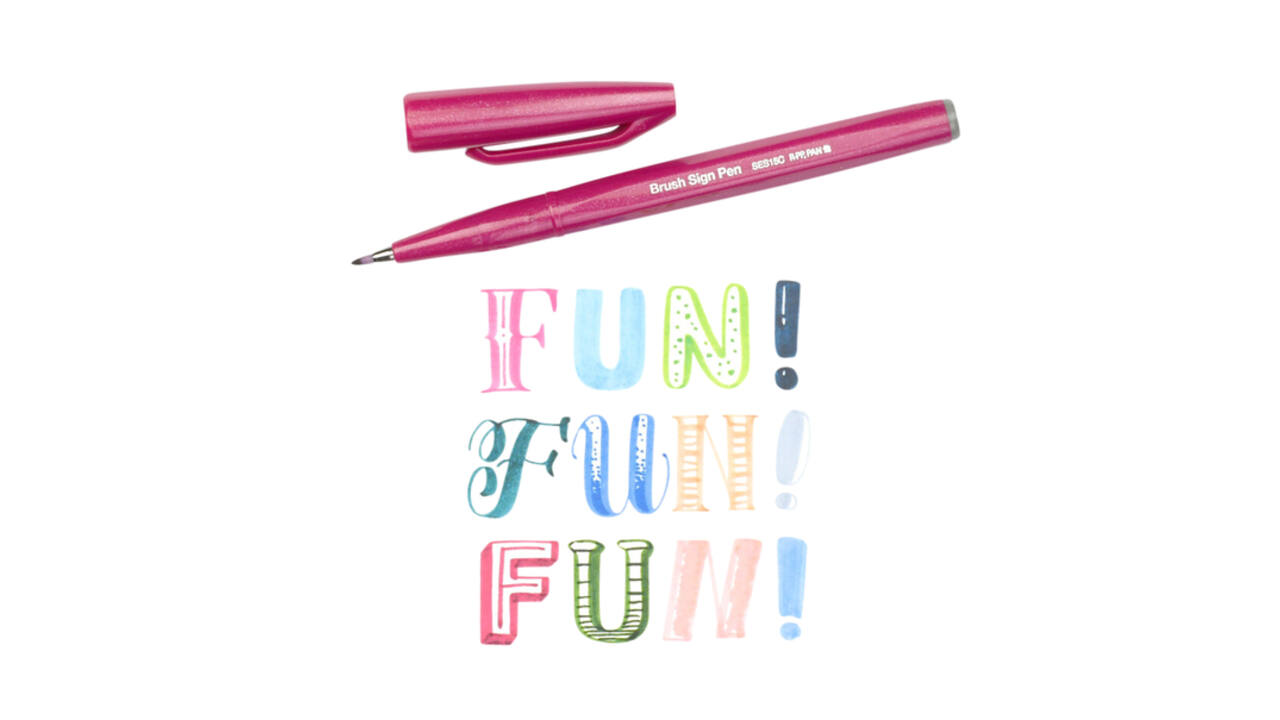 Brushpen Pentel Sign SES15C pastel assorti 12 stuks
