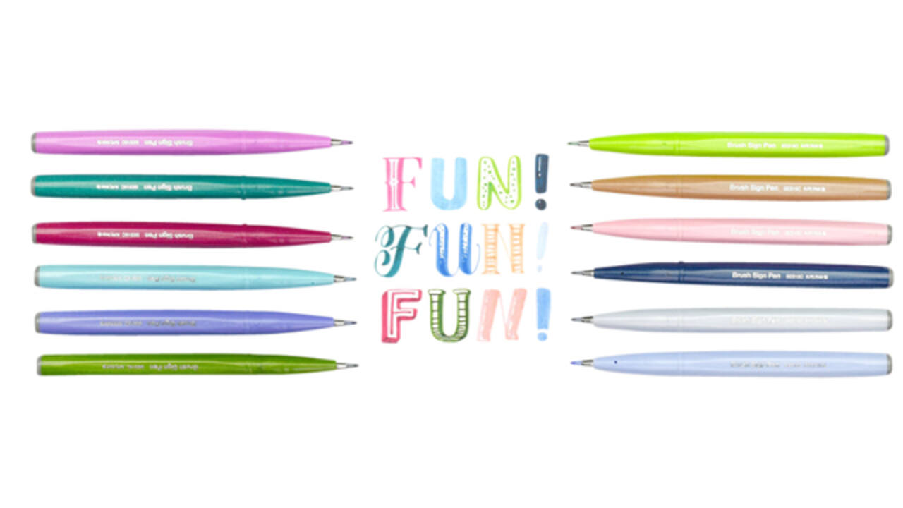 Brushpen Pentel Sign SES15C pastel assorti 12 stuks
