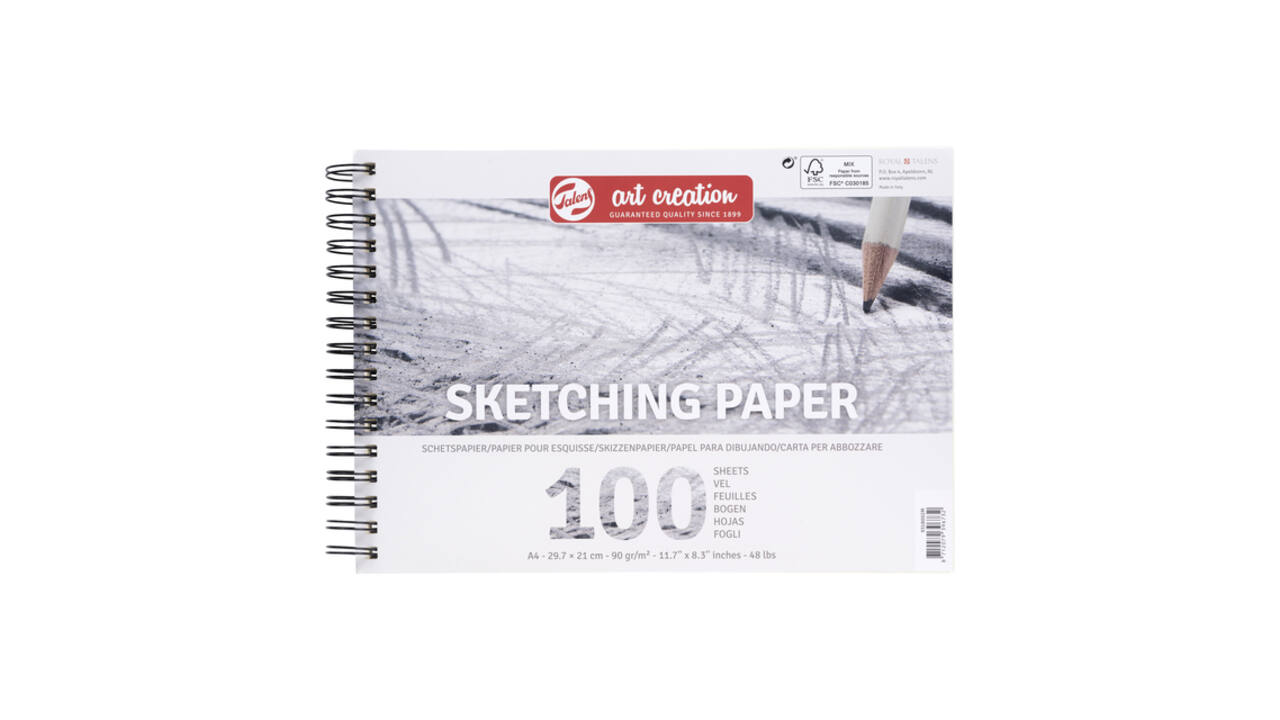 Schetspapier Talens Art Creation 100 witte vellen 90gr 297x210mm grijs