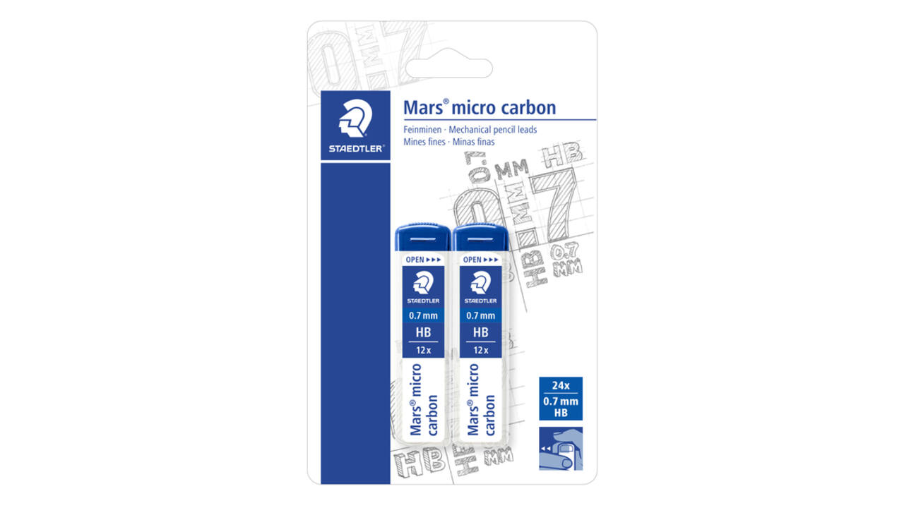 Potloodstift Staedtler Mars Carbon Micro 0.7mm HB blister 2 stuks