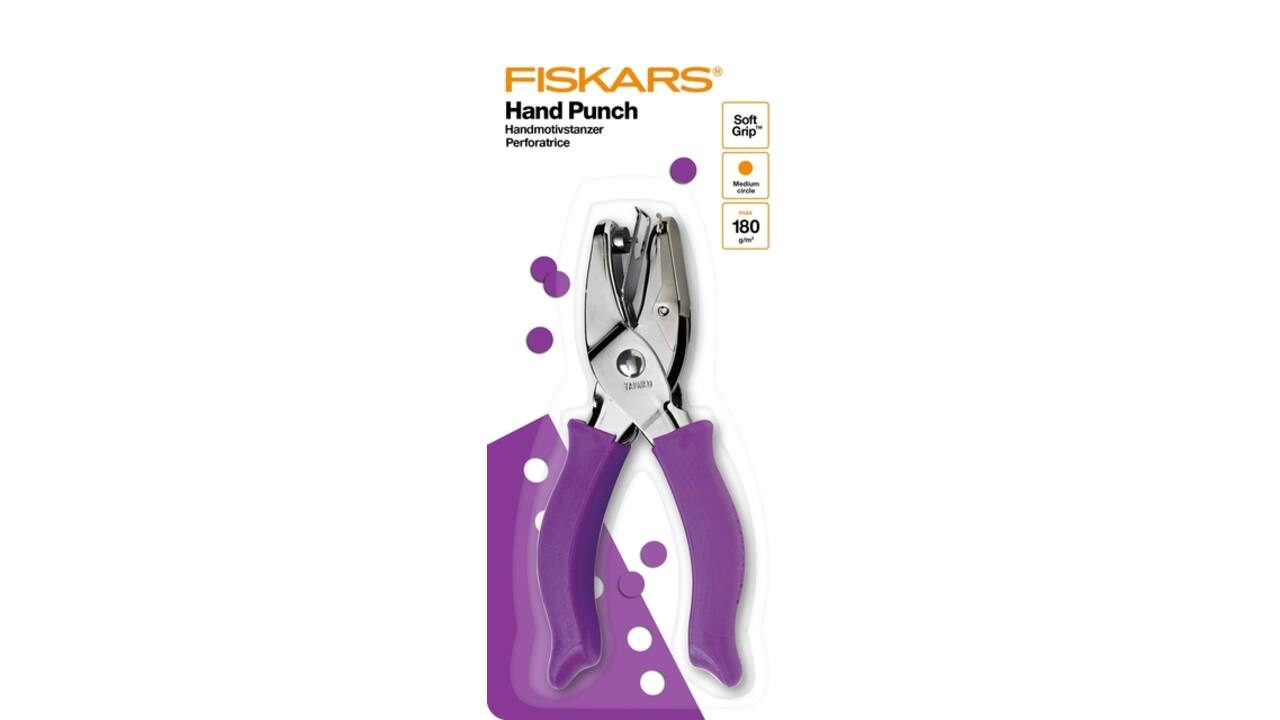 Handpuncher Fiskars M circle 1/8" met SoftGrip paars