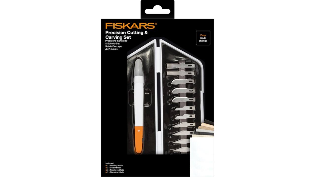 Precisiemes Fiskars Medium Duty set à 12 mesbladen wit