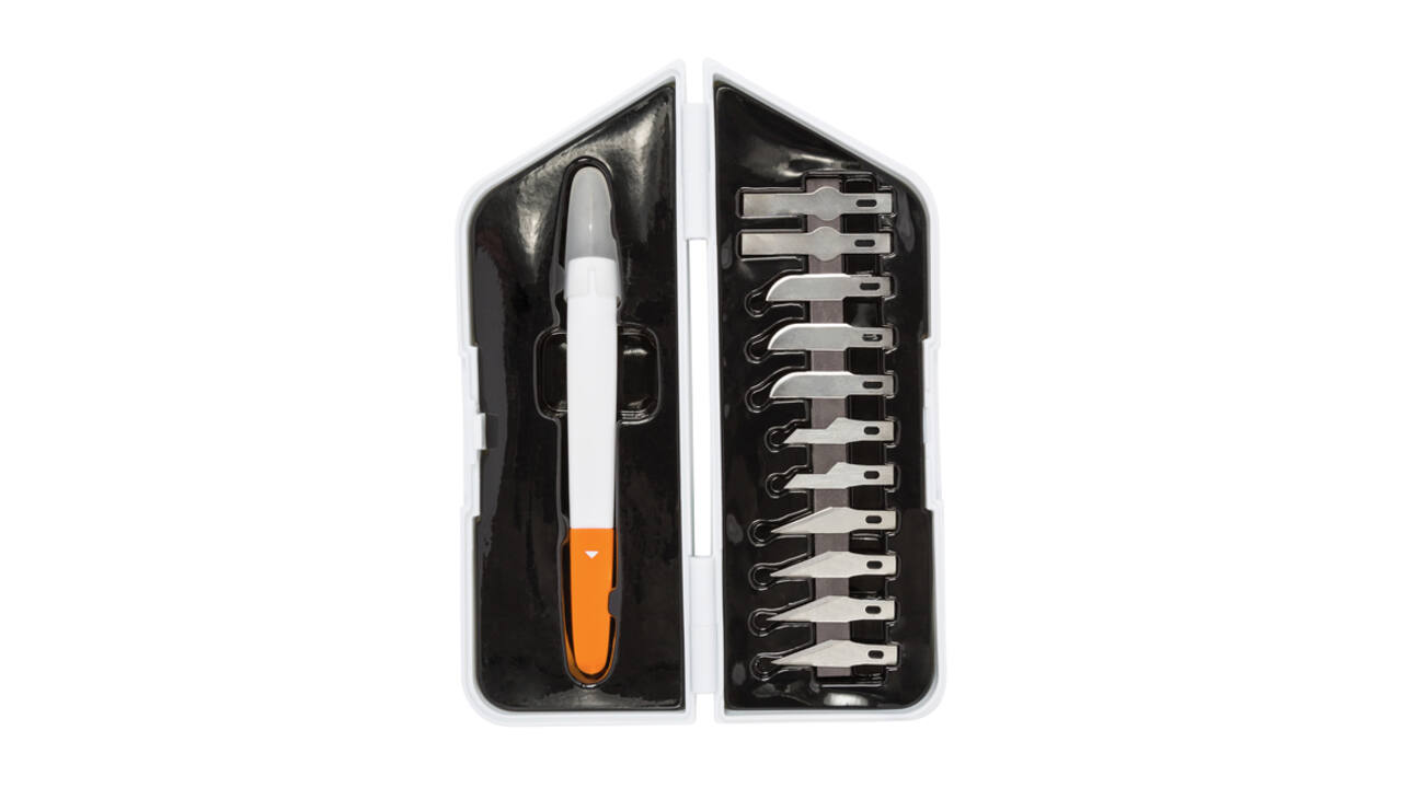 Precisiemes Fiskars Medium Duty set à 12 mesbladen wit