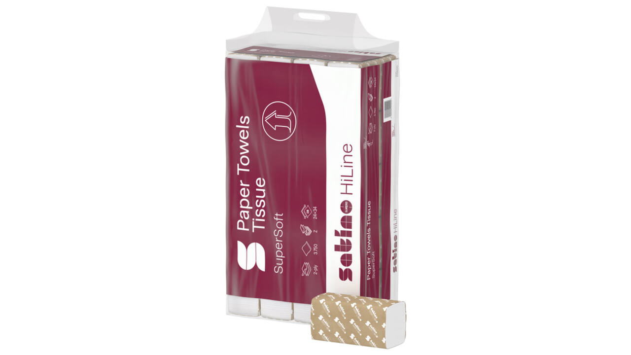 Handdoek Satino PT2 HiLine w-vouw 2-laags 206x320mm 25x120 vel wit 276600