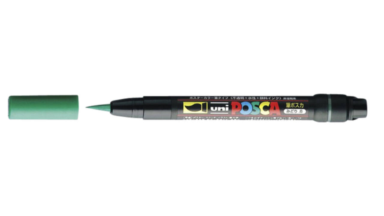 Paintmarker Uni POSCA PCF350 Brush 1-10mm donkergroen