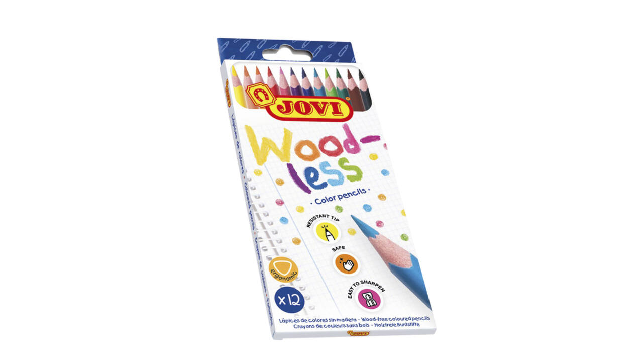Kleurpotloden Jovi houtvrij assorti etui à 12 stuks
