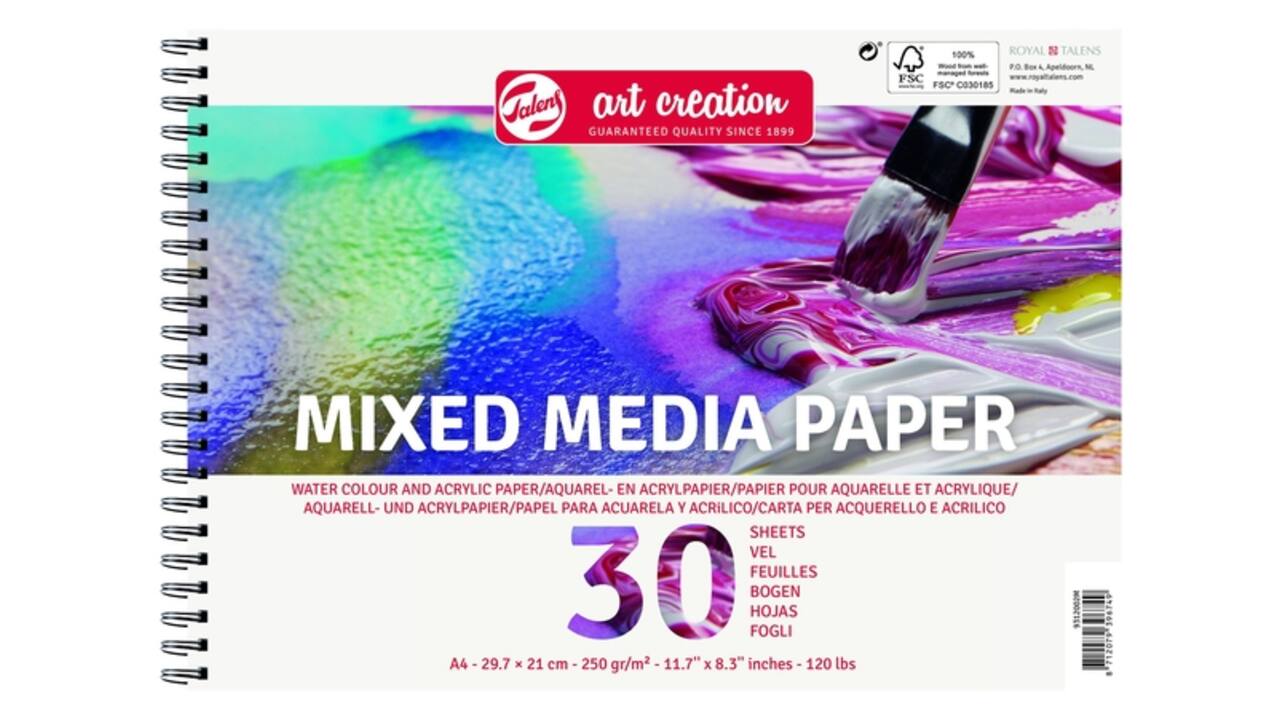 Acryl-aquarelverfpapier Talens Art Creation mixed media A4 wit