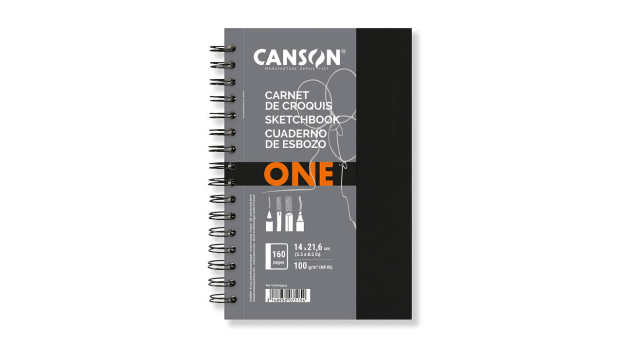 Schetsboek Canson Art Book One spiraalgebonden 80vel 100gr 140x216mm wit