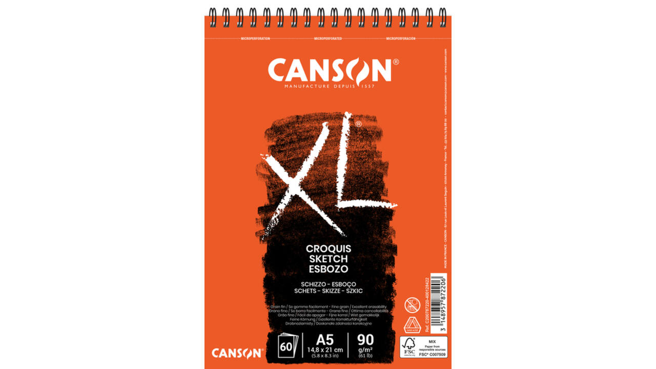 Schetspapier Canson XL Sketch 60vel 90gr A5 ivoorwit