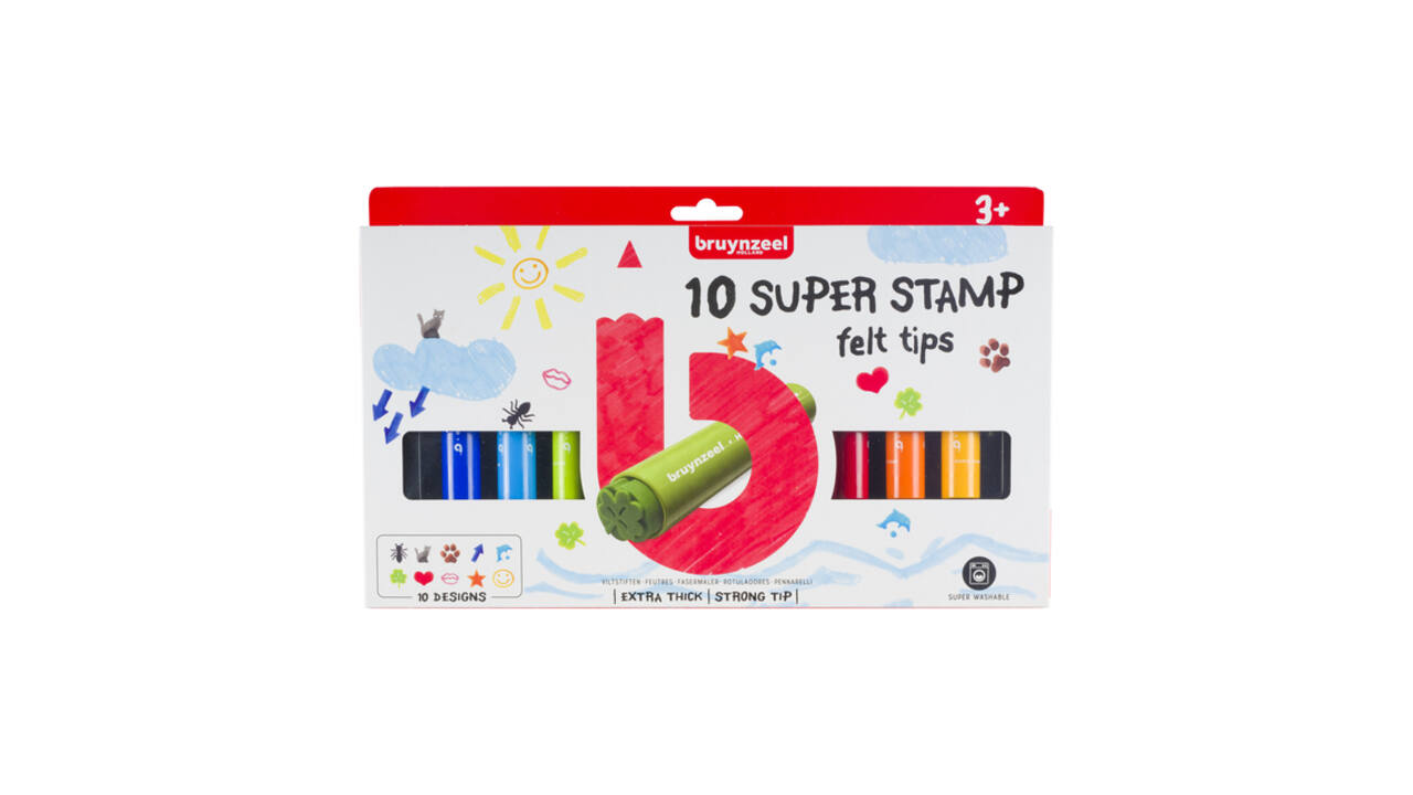 Stempelstift Bruynzeel Kids Super Stamp assorti 10 stuks