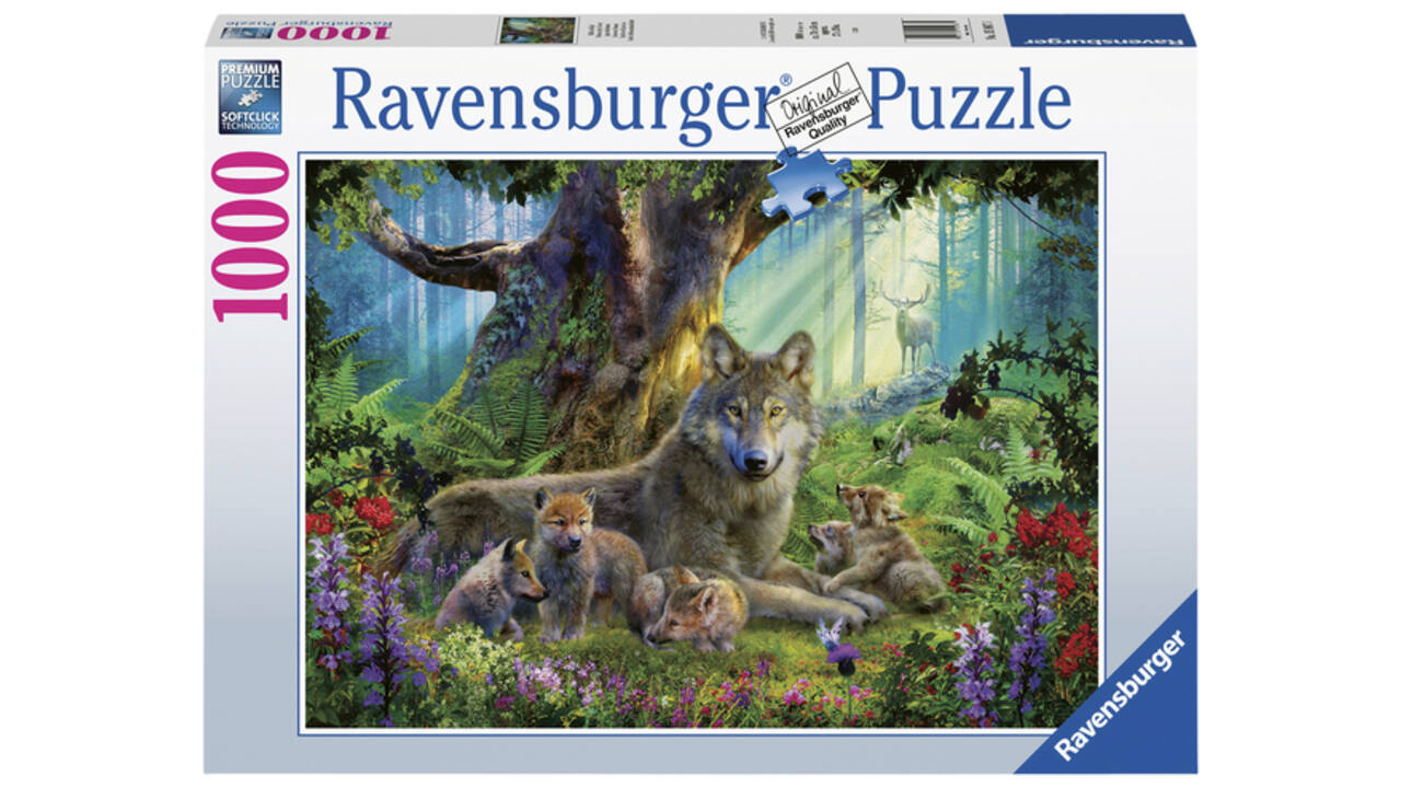 Puzzel Ravensburger Familie wolf in het bos 1000 stukjes