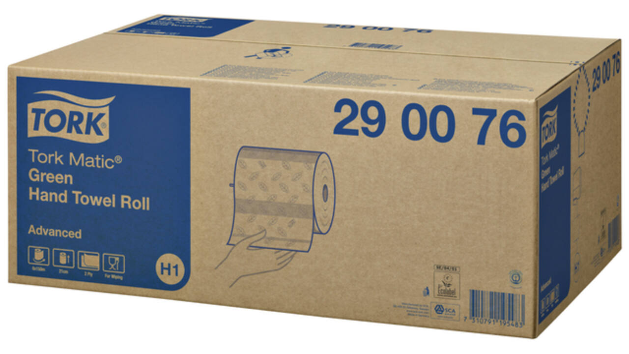 Handdoekrol Tork H1 Matic Advanced 2-laags 150m groen 290076