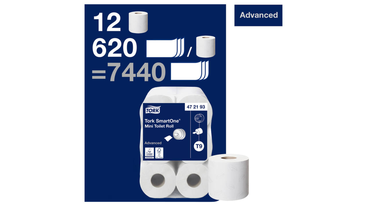 Toiletpapier Tork T9 Advanced SmartOne 2-laags 112m wit 472193