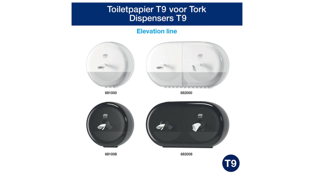 Toiletpapier Tork T9 Advanced SmartOne 2-laags 112m wit 472193