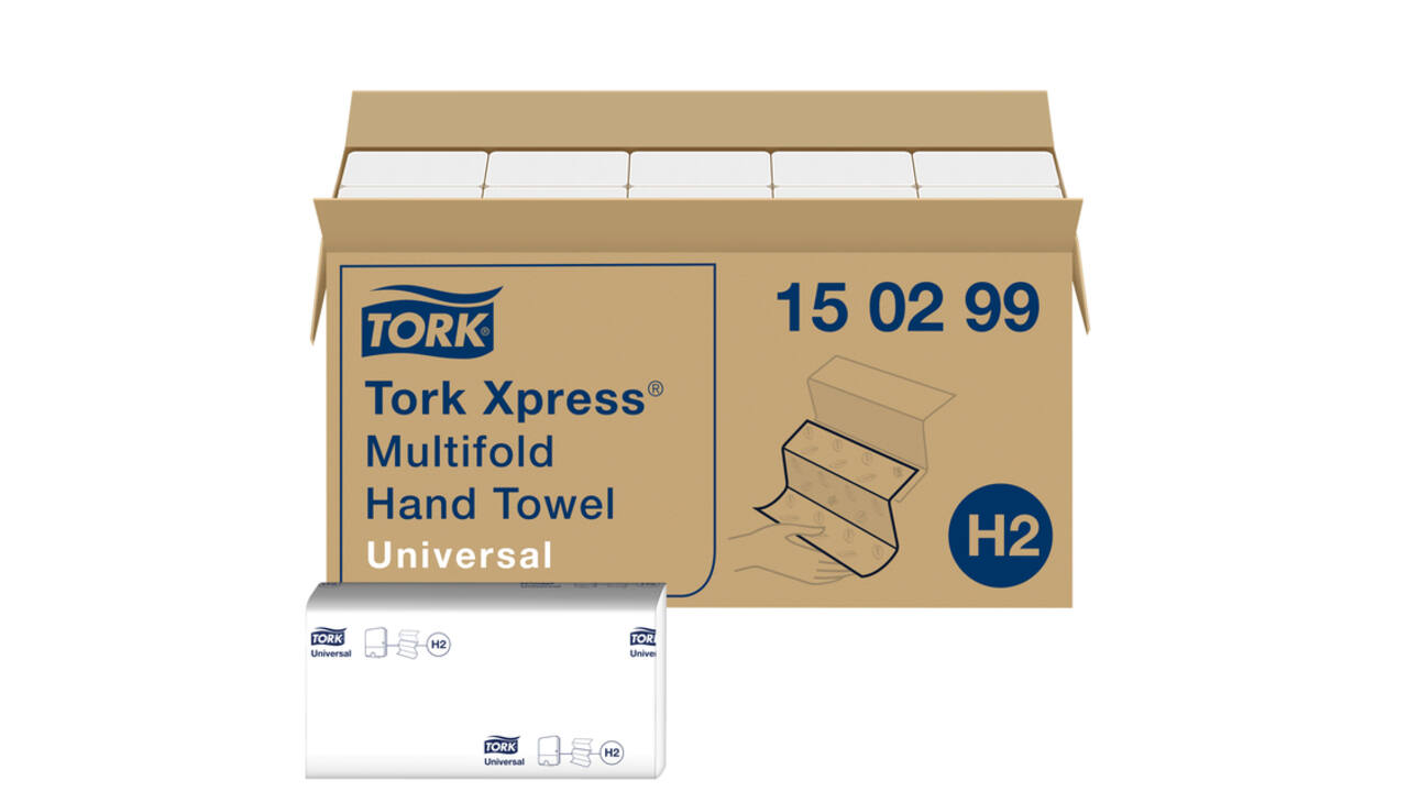 Handdoek Tork H2 Xpress Universal multifold 2-laags 213x234mm 20x237 vel wit 150299