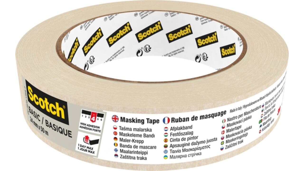 Afplaktape Scotch Basic 24mmx50m beige