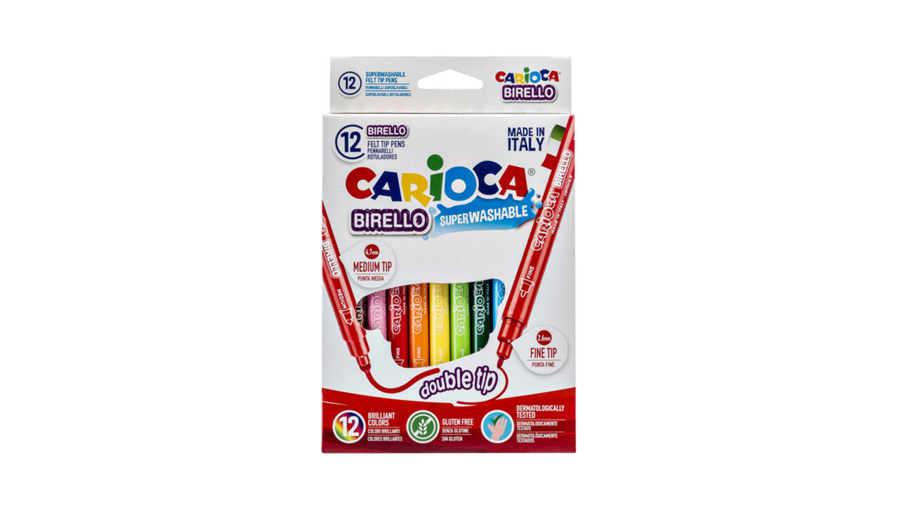 Viltstift Carioca Birello dubbelpunters assorti set à 12 stuks