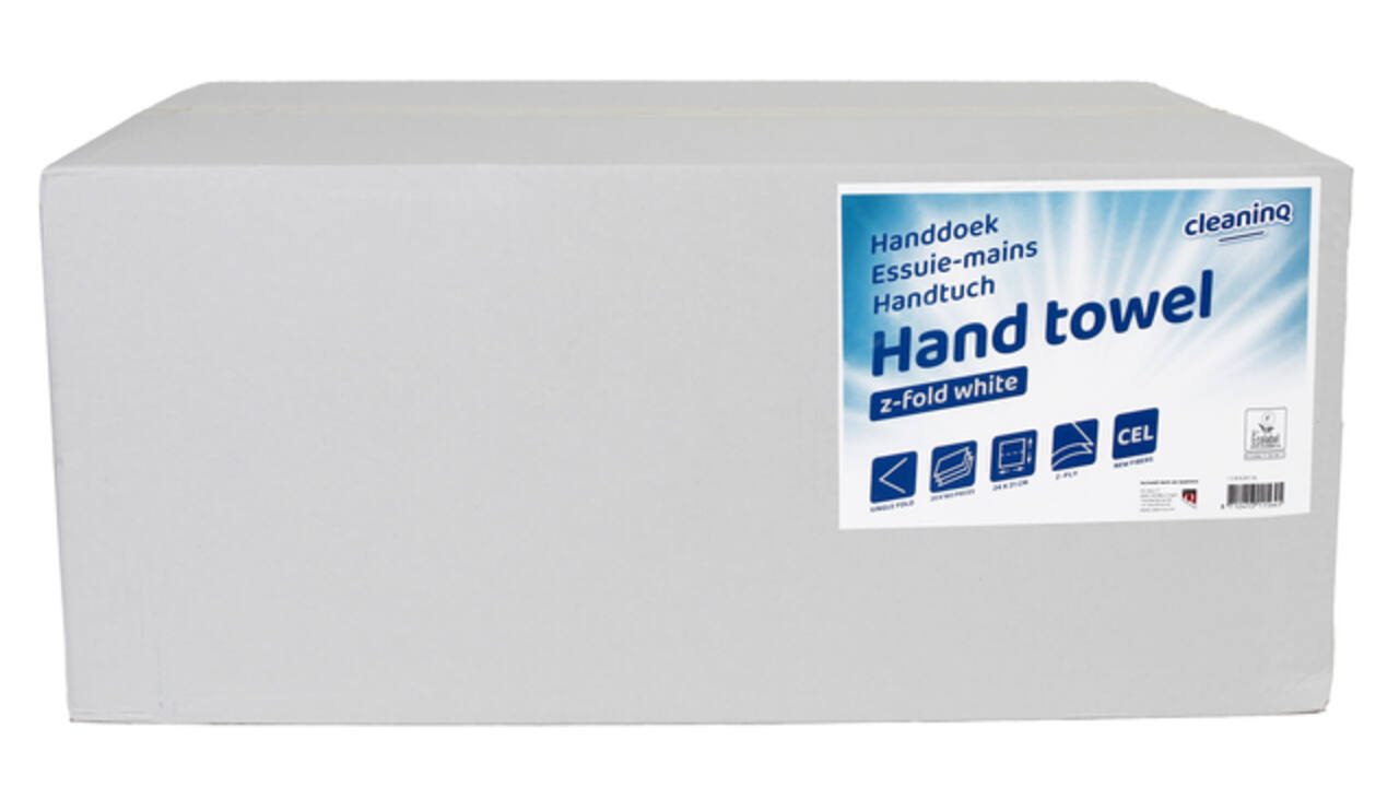 Handdoek Cleaninq H3 z-vouw 2-laags 240x210mm 20x160 vel wit