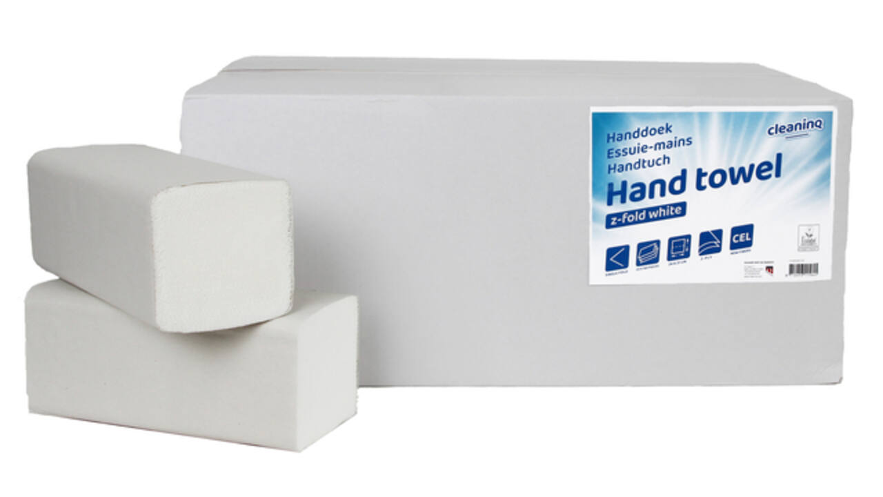 Handdoek Cleaninq H3 z-vouw 2-laags 240x210mm 20x160 vel wit
