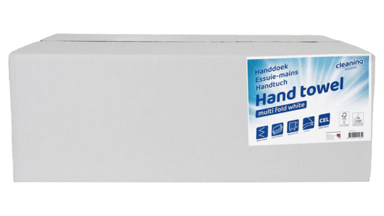 Handdoek Cleaninq H2 i-vouw 2-laags 203x320mm 25x120 vel wit