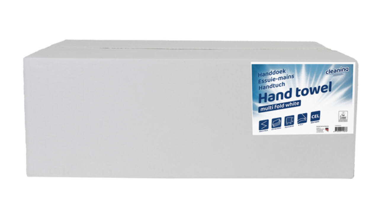 Handdoek Cleaninq H2 i-vouw 2-laags 206x240mm 25x150 vel wit