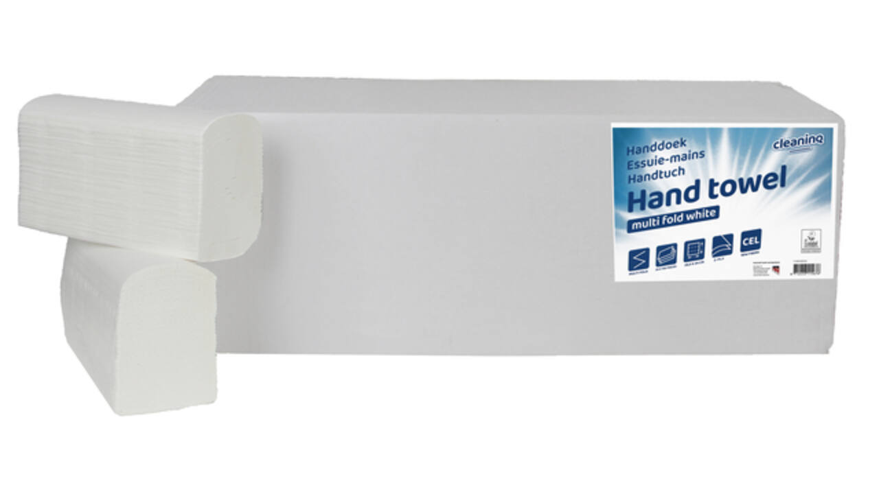 Handdoek Cleaninq H2 i-vouw 2-laags 206x240mm 25x150 vel wit