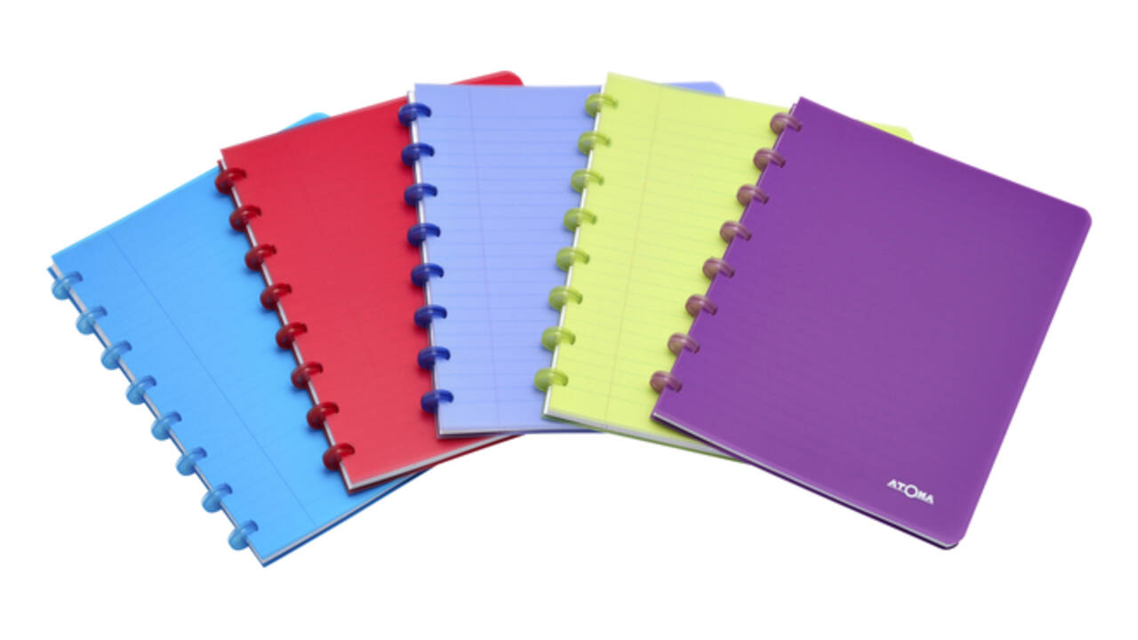 Schrift Atoma A5 ruit 5x5mm 144blz 90gr PP transparant assorti