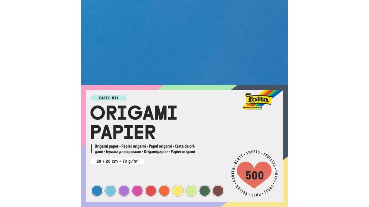Origami papier Folia 70gr 20x20cm 500 vel assorti kleuren