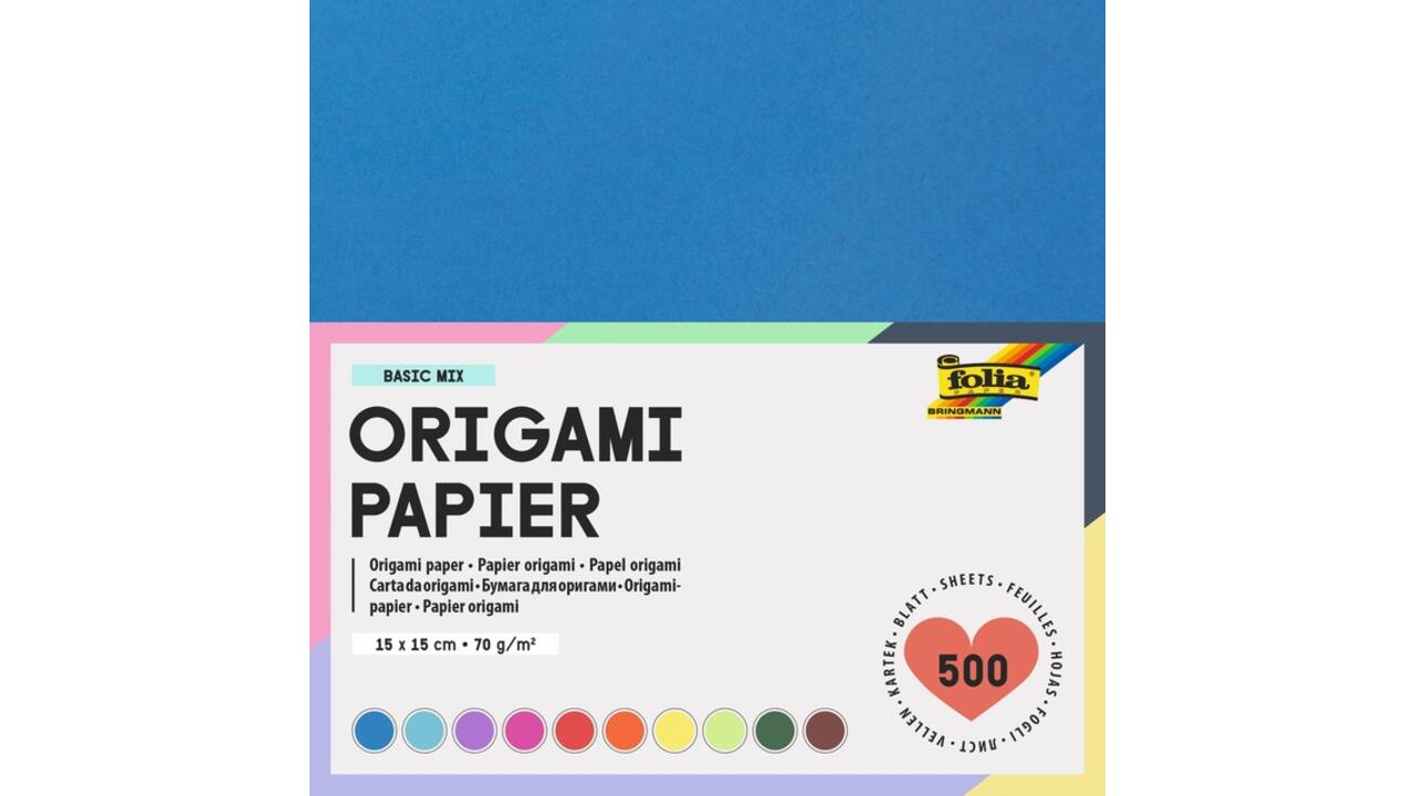 Origami papier Folia 70gr 15x15cm 500 vel assorti kleuren