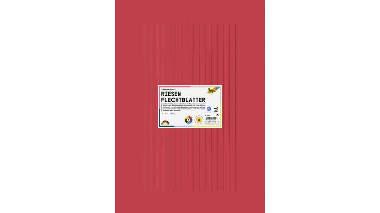 Vlechtpapier Folia 130gr 35x50cm 10 vel assorti kleuren