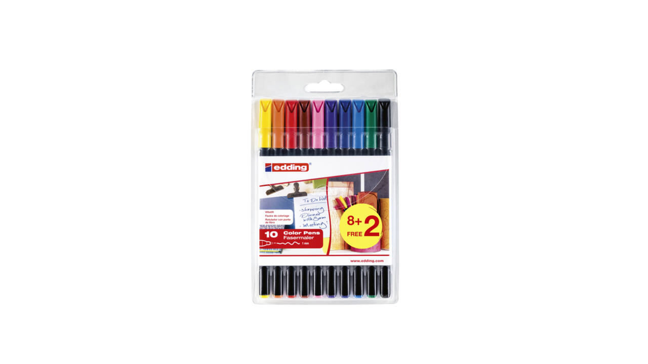 Fineliner edding 1200 fijn assorti set à 8+2 gratis