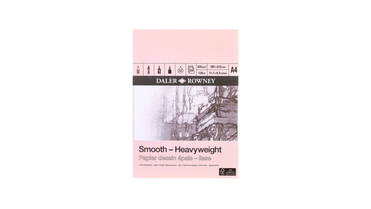Tekenpapier Daler-Rowney Smooth Heavyweight 220gr A4 natuurlijk wit