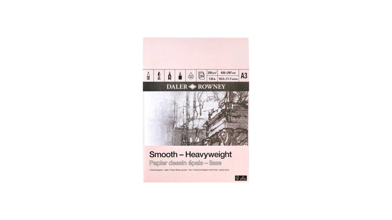 Tekenpapier Daler-Rowney Smooth Heavyweight 220gr A3 natuurlijk wit