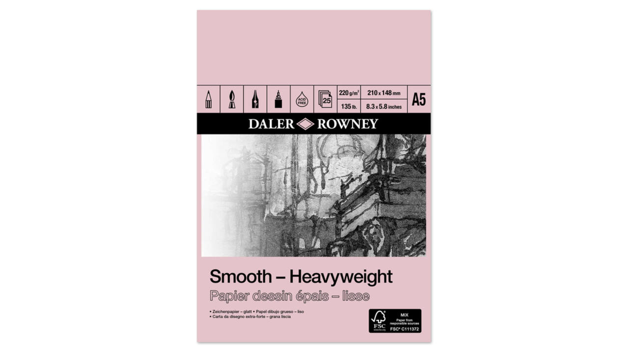 Tekenpapier Daler-Rowney Smooth Heavyweight 220gr A5 natuurlijk wit