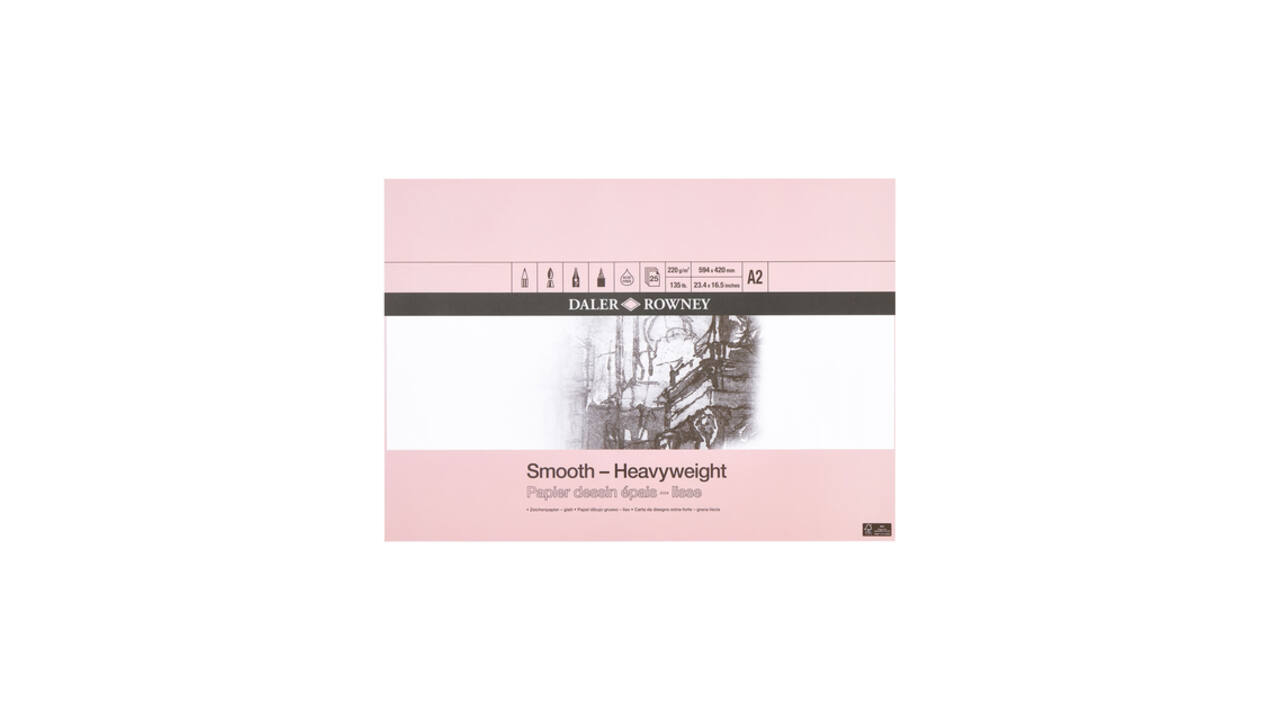 Tekenpapier Daler-Rowney Smooth Heavyweight 220gr A2 natuurlijk wit