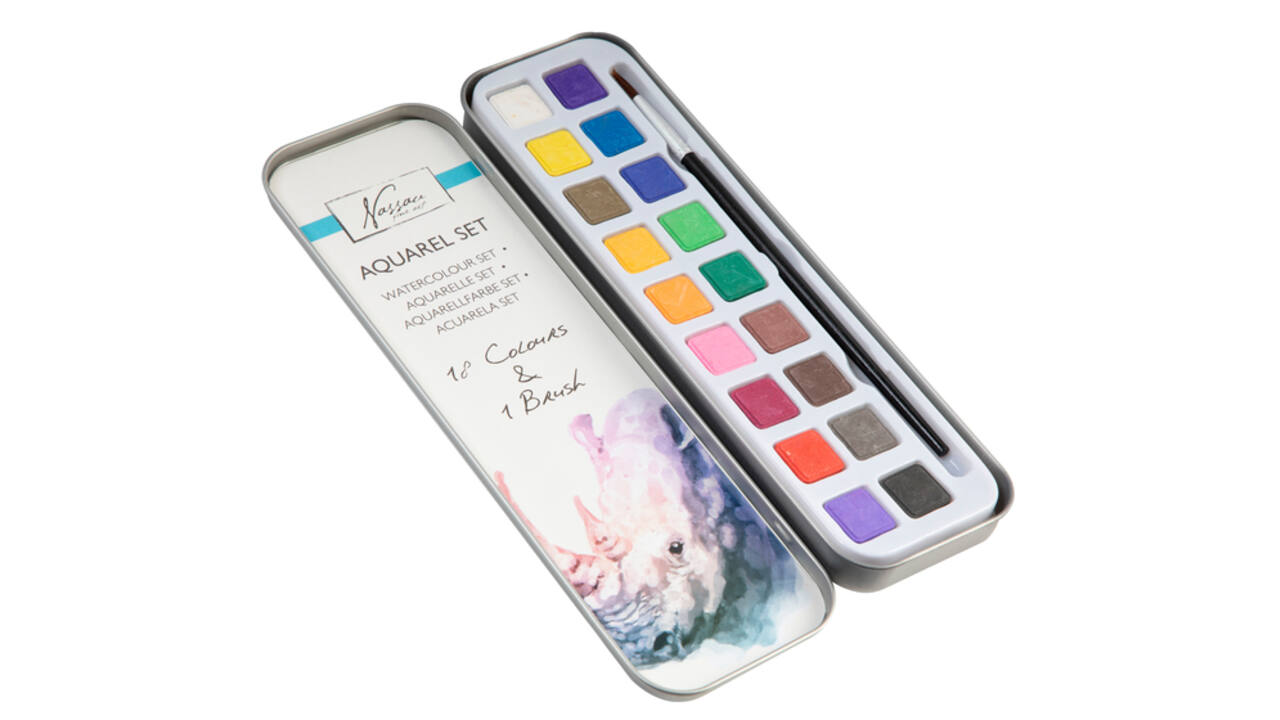 Aquarelverf Nassau Art blik à 18 napjes en penseel
