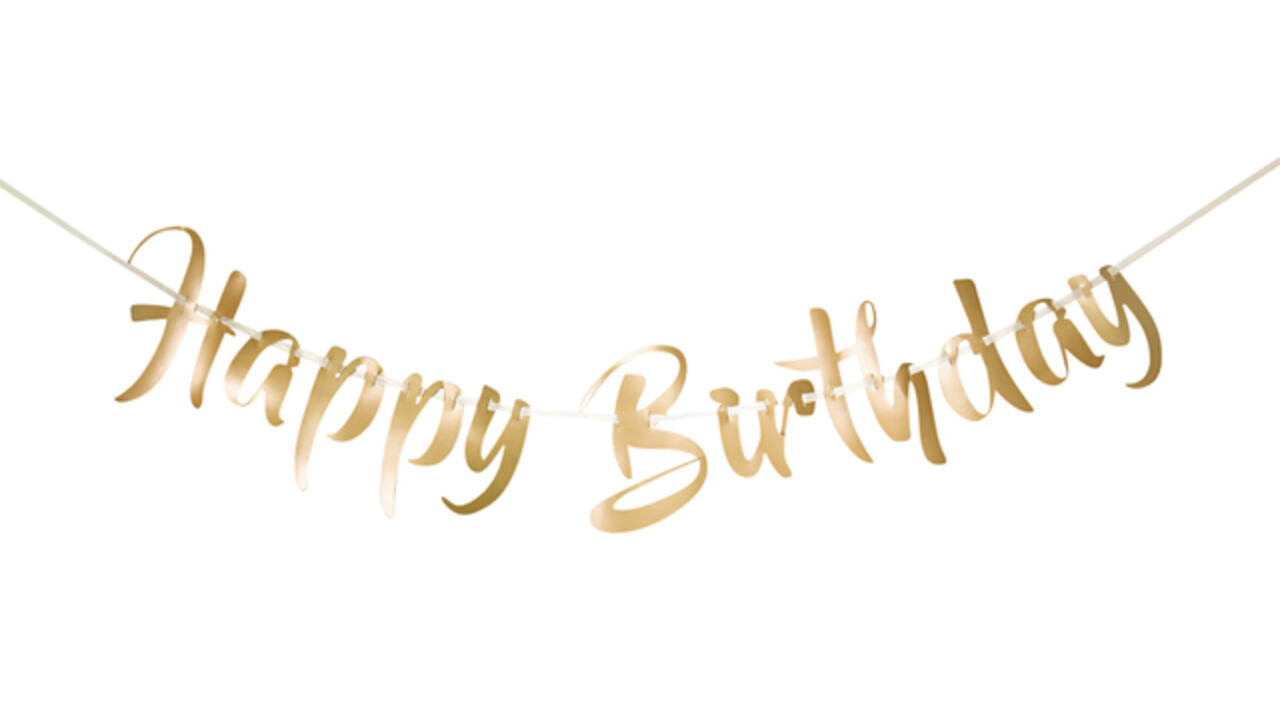 Letterslinger Happy Birthday goud