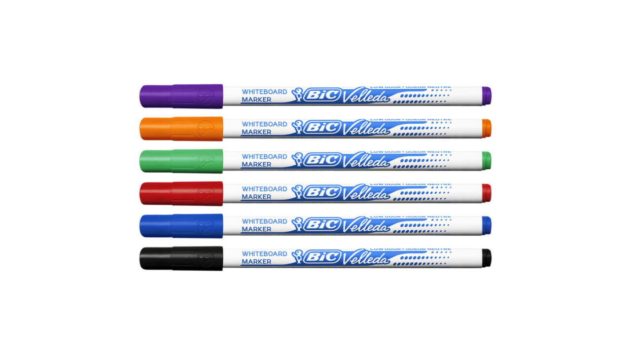 Whiteboardmarker Bic Velleda 1721 rond fijn assorti blister à 8 stuks