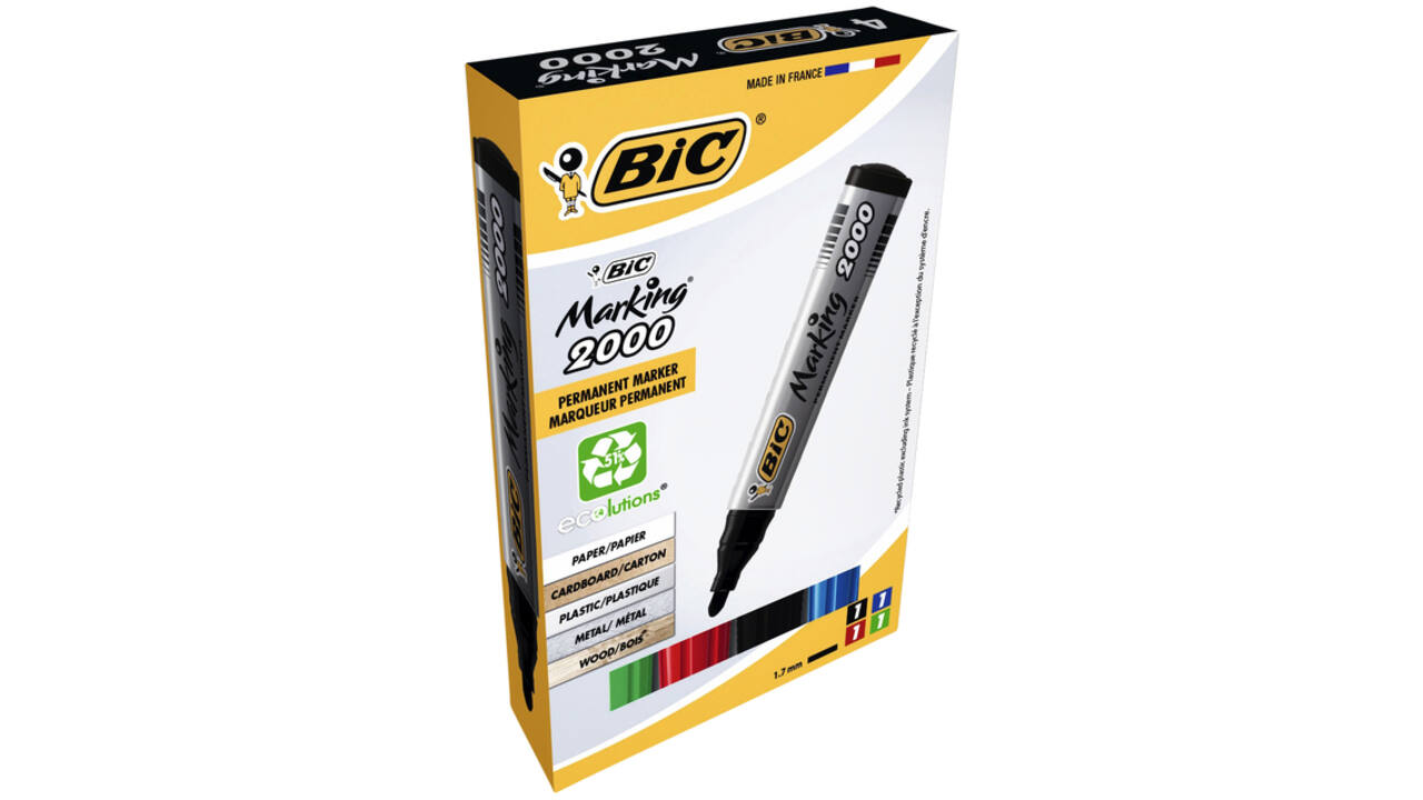 Viltstift Bic 2000 ecolutions rond large assorti doos à 4 stuks