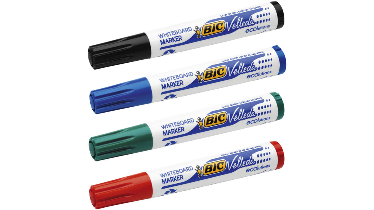Whiteboardmarker Bic Velleda 1704 rond large assorti blister à 4 stuks