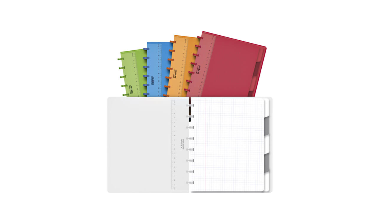 Schrift Adoc A5 ruit 5x5mm 144 pagina's 90gr met 5 tabbladen assorti