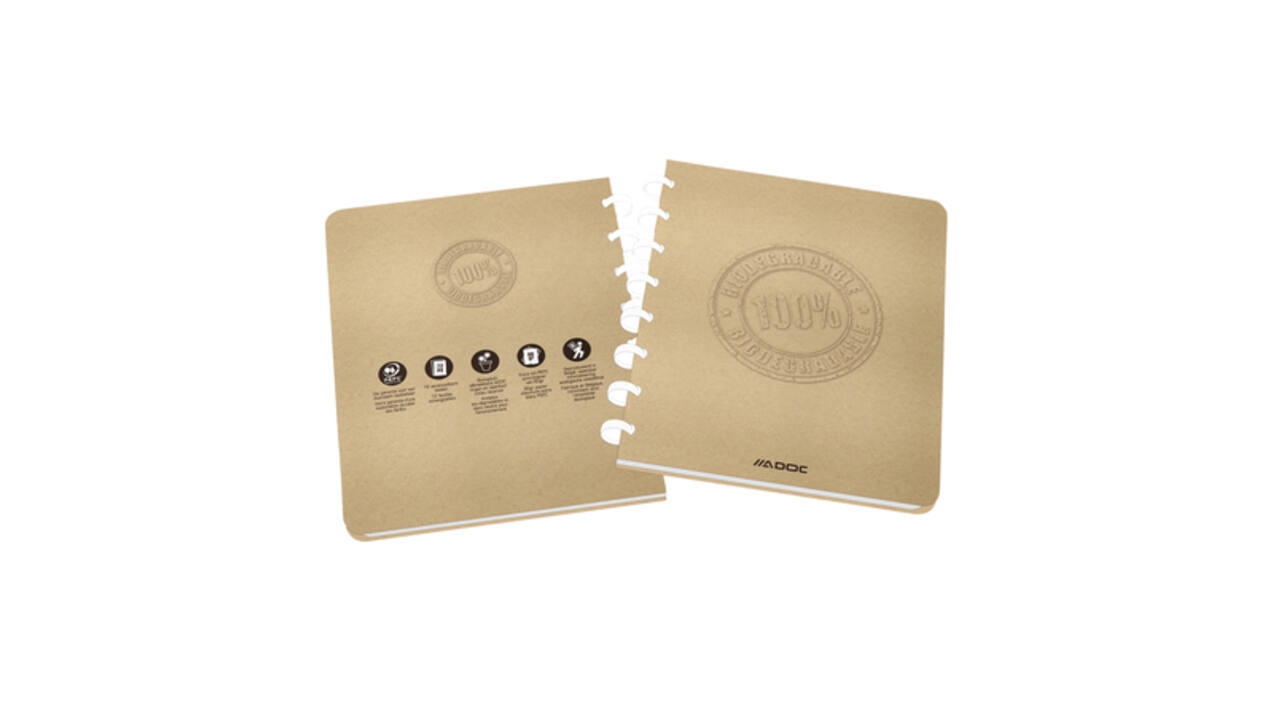 Schrift Adoc BIO A5 ruit 5x5mm 144 pagina's 90gr kraft
