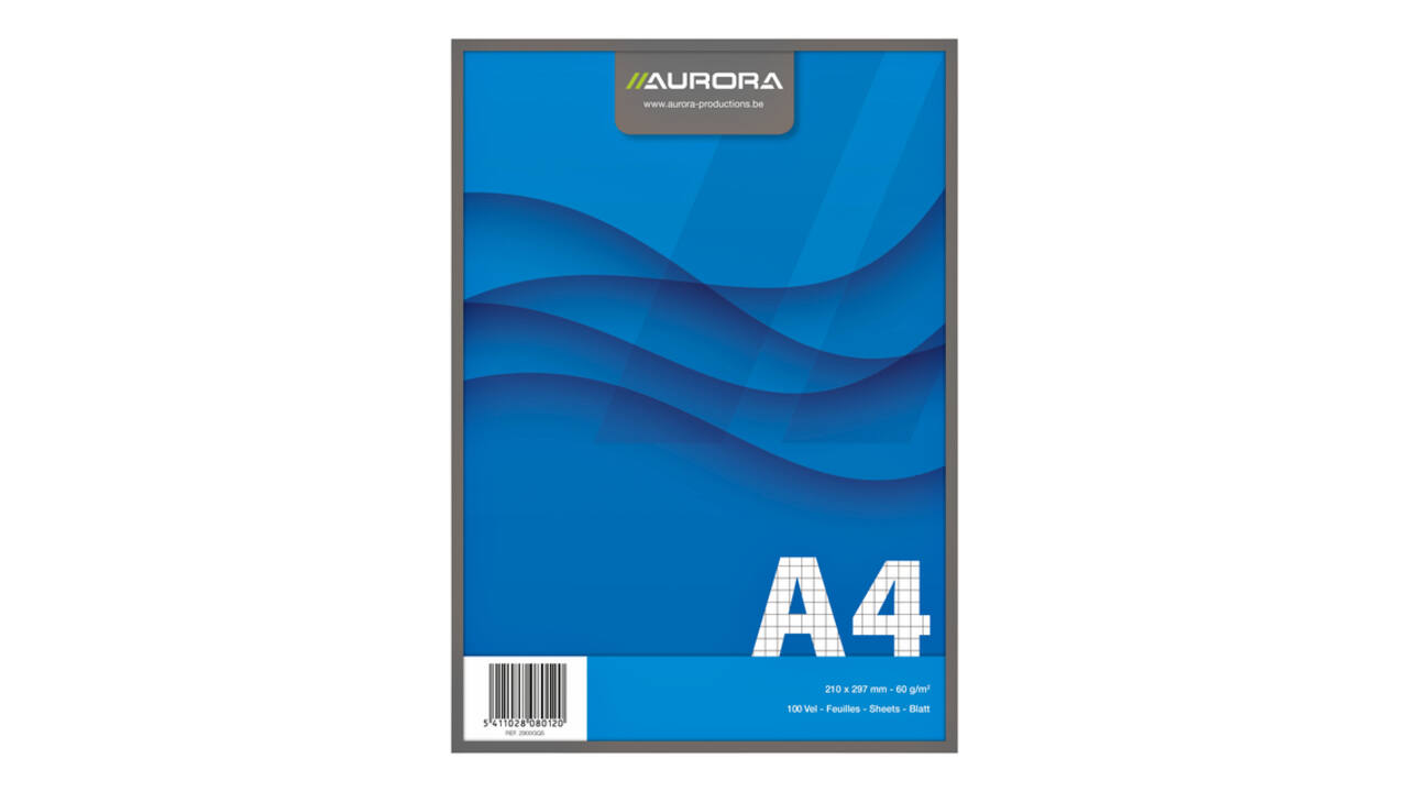 Schrijfblok Aurora A4 ruit 5x5mm 100 vel 60gr blauw