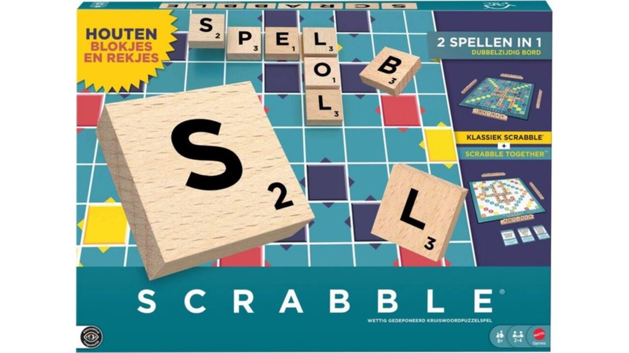 Spel Scrabble Mattel met houtblokjes