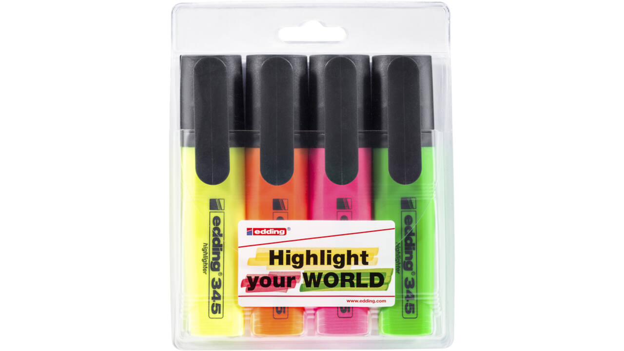 Markeerstift edding 345 2-5mm assorti set à 4 stuks