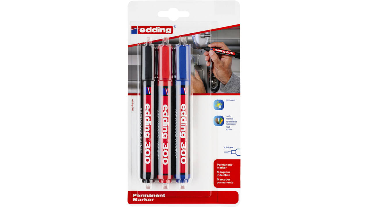 Viltstift edding 300 rond 1.5-3mm assorti blister à 3 stuks